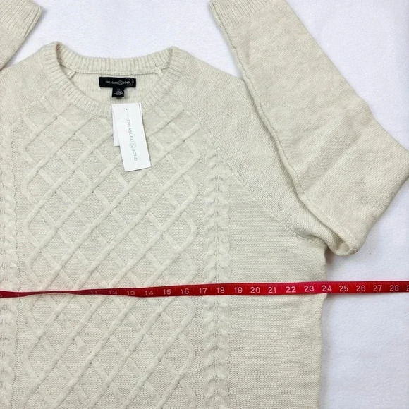 NWT Treasure & Bond Ivory Cableknit Crew Neck “Grandpa” Sweater Size XL - Picture 15 of 16